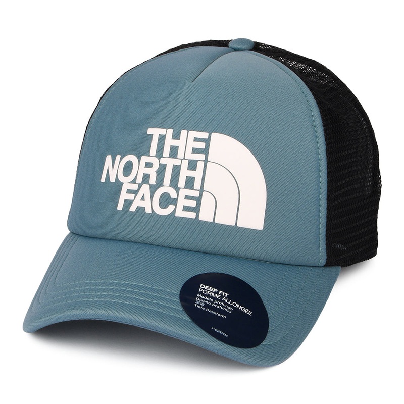 The North Face Hats TNF Logo Deep Fit Trucker Cap – Slate Blue Adjustable