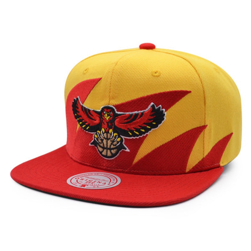 Atlanta Hawks NBA Mitchell & Ness SHARKTOOTH Snapback Hat – Red/Yellow