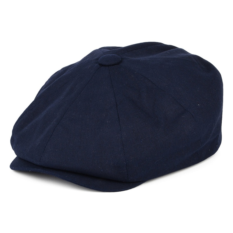 Christys Hats Cotton-Linen 8 Piece Newsboy Cap – Navy Blue S