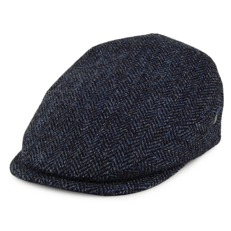 City Sport HARRIS TWEED Extended Bill Flat Cap – Blue-Black 55