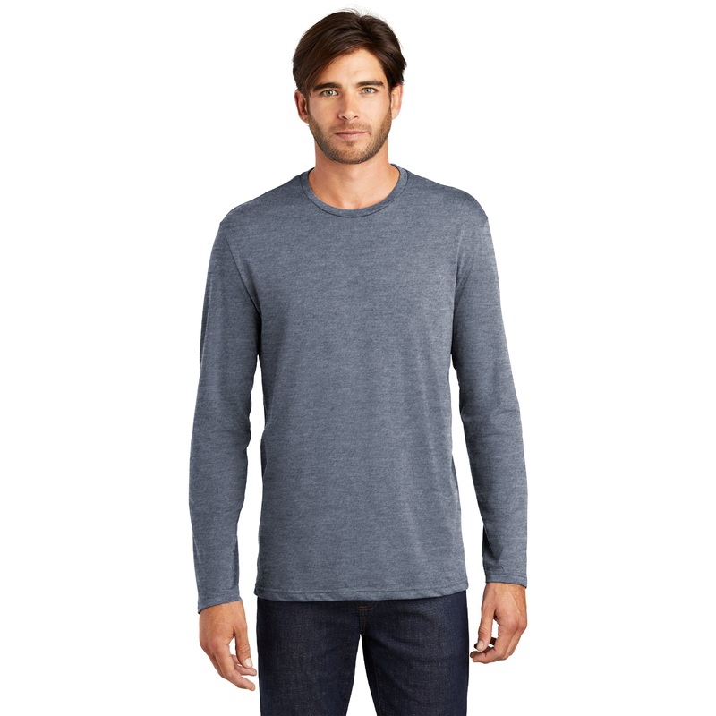 District Perfect Weight Long Sleeve Unisex Tee – Heathered Navy S