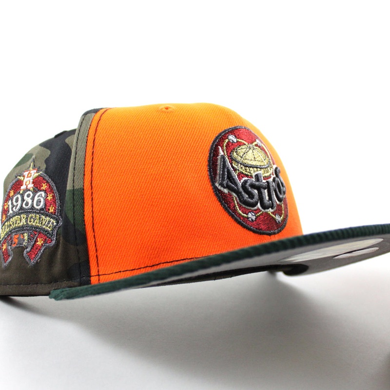 Houston Astros 1986 All Star Game New Era 59Fifty Fitted Hat (Hunter Orange WoodLand Camo Green Gray Under Brim) 7