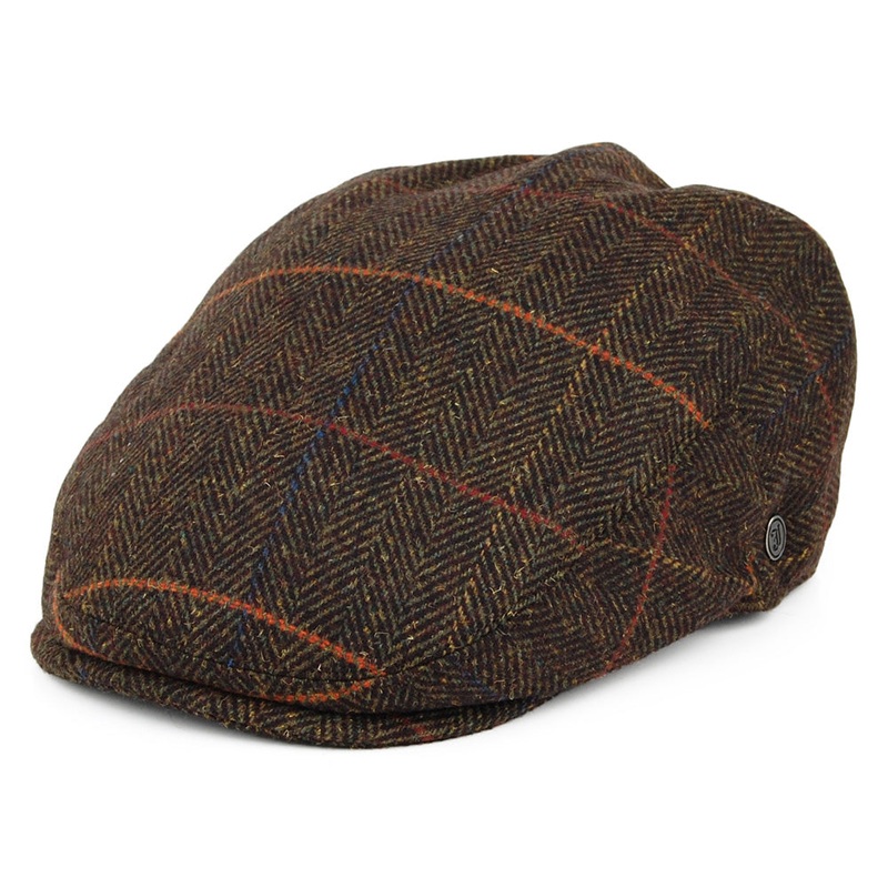 Jaxon & James Glasgow Windowpane Flat Cap Olive Wholesale Pack Prepack