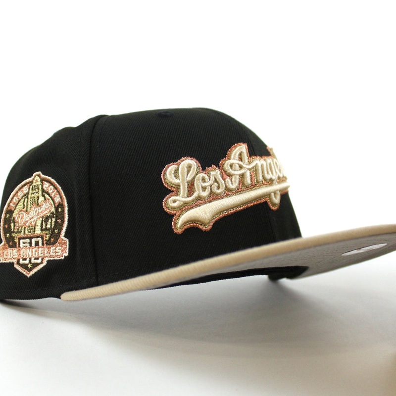 Los Angeles Dodgers 50 Years New Era 59Fifty Fitted Hat (Black Camel Gray Under Brim) 7