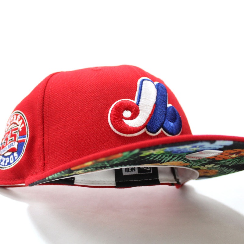 Montreal Expos 35TH ANNIVERSARY New Era Fitted 59Fifty Hat (RED Floral Under Brim) 7