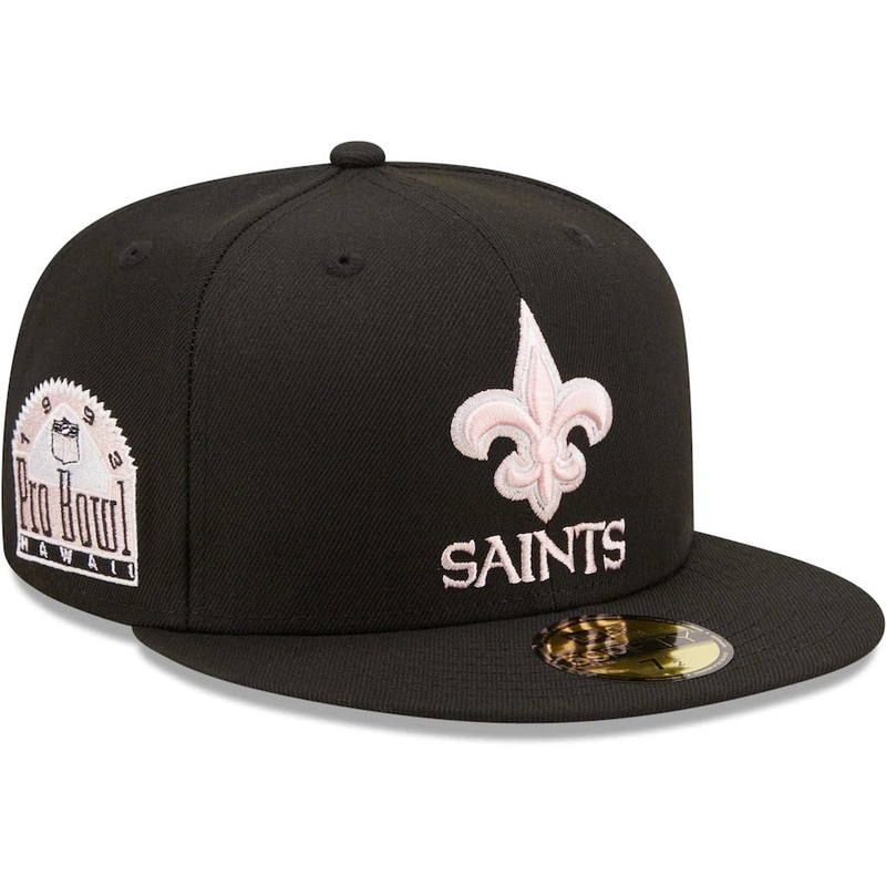 New Era Black New Orleans Saints 1993 Pro Bowl Pink Undervisor 59FIFTY Fitted Hat