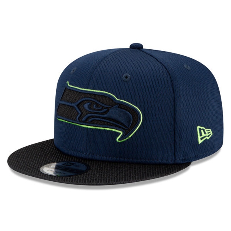 Seattle Seahawks New Era 2021 NFL Sideline Road 9FIFTY Snapback Hat – Navy/Black