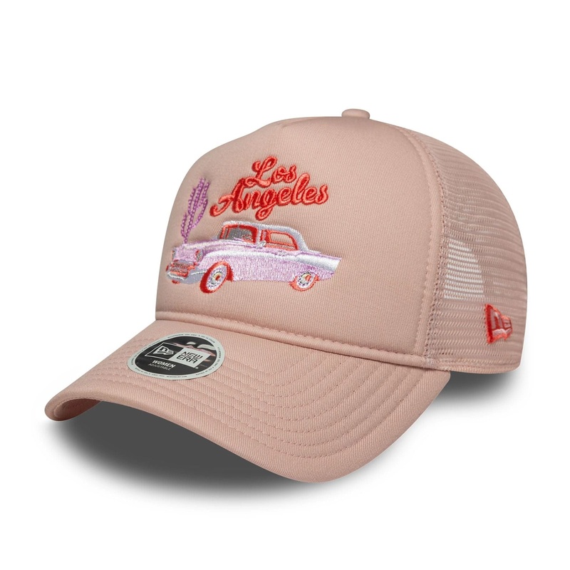 Womens New Era Western Pastel Pink 9FORTY A-Frame Trucker Adjustable Cap OSFM