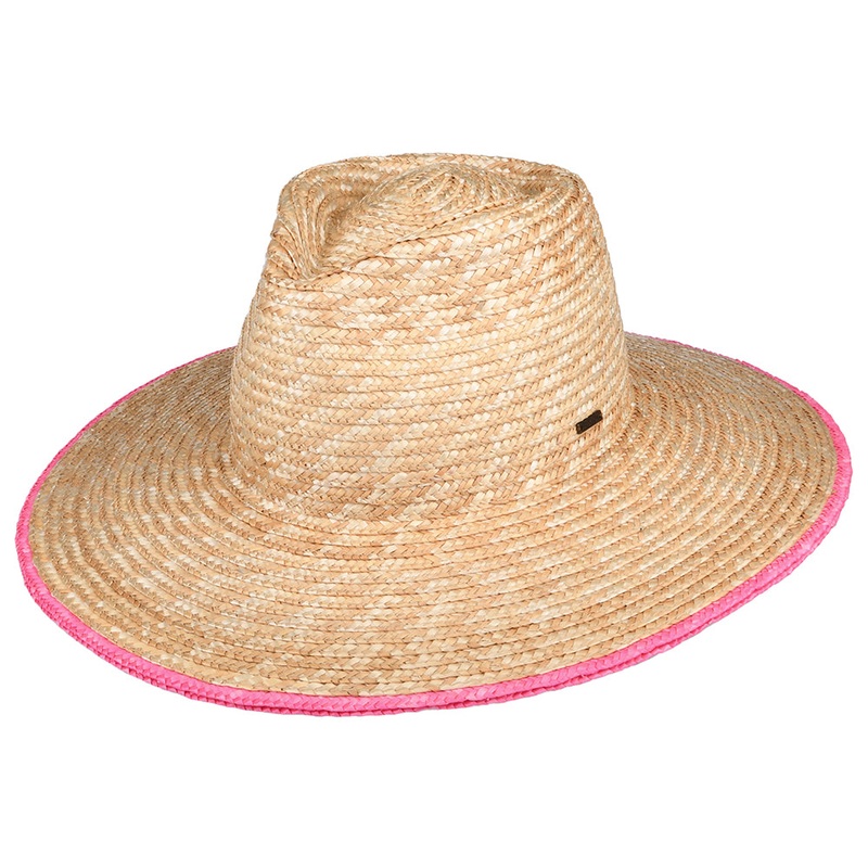 Brixton Hats Joanna Festival Straw Sun Hat – Natural-Pink Small-56cm