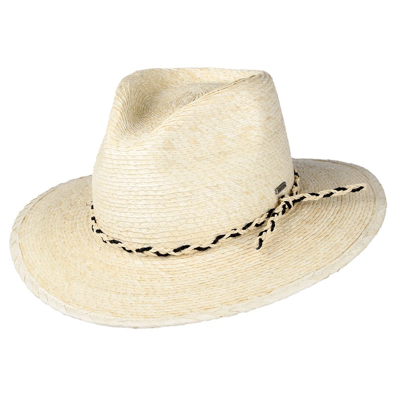 Brixton Hats Messer Western Straw Fedora Hat – Natural Small-56cm