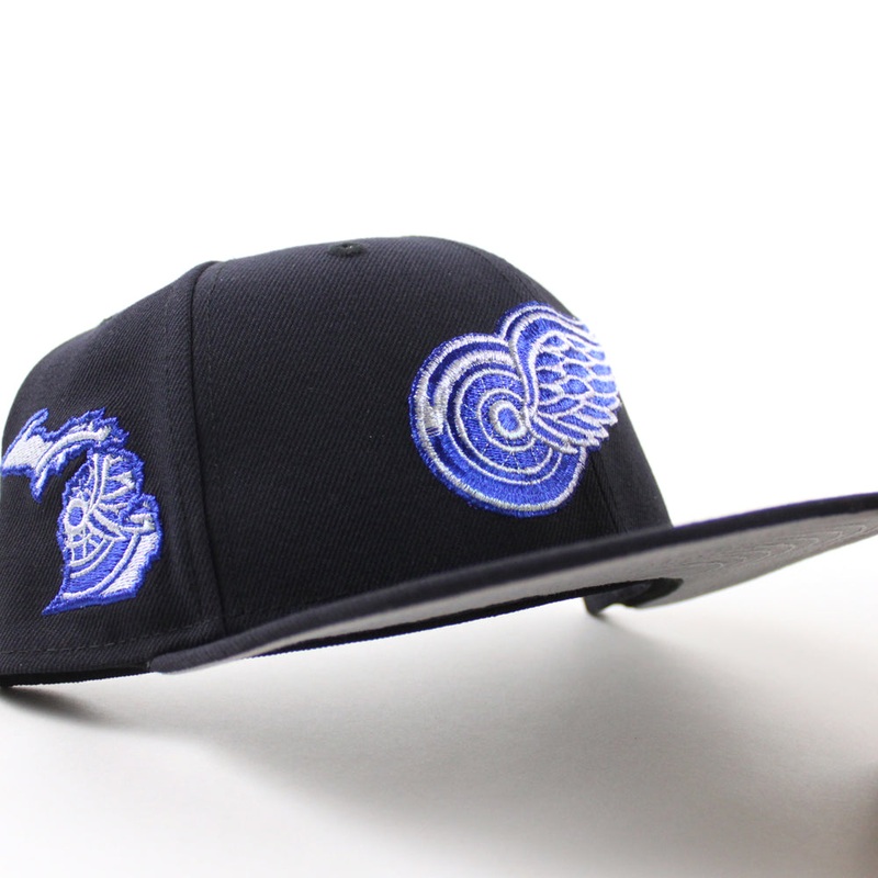 Detroit Red Wings Wings Patch New Era 59Fifty Fitted Hat (Navy Gray Under brim) 7