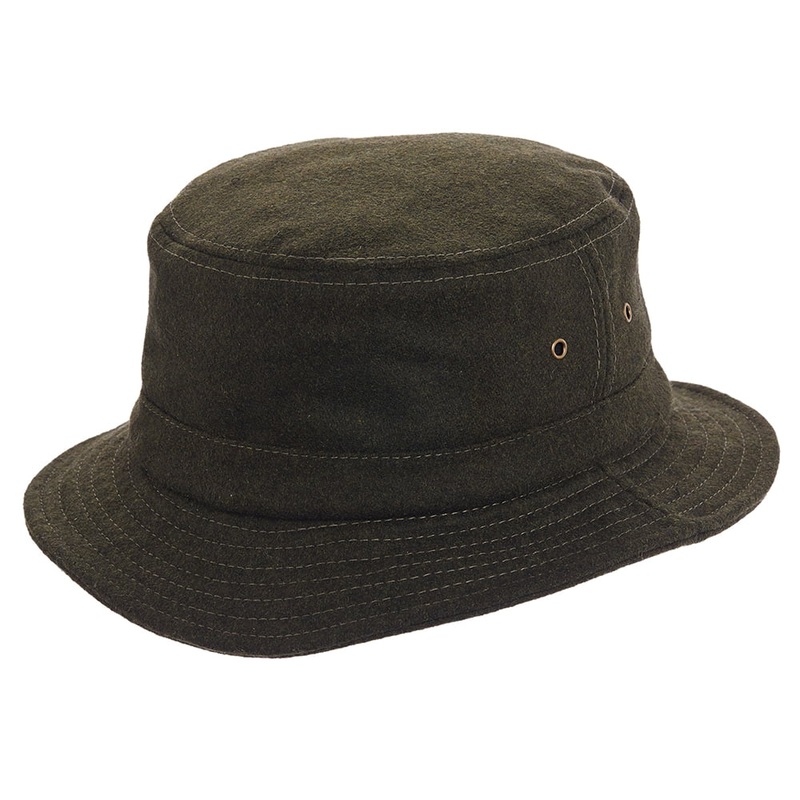 Dorfman Pacific Hats Wool Blend Bucket Hat With Eaflaps – Olive Small/Medium