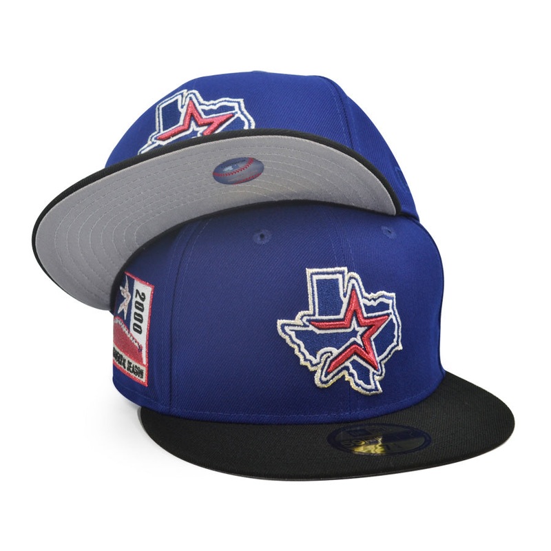 Houston Astros 2000 INAUGURAL SEASON Exclusive New Era 59Fifty Fitted Hat – Royal/Black 6 7/8