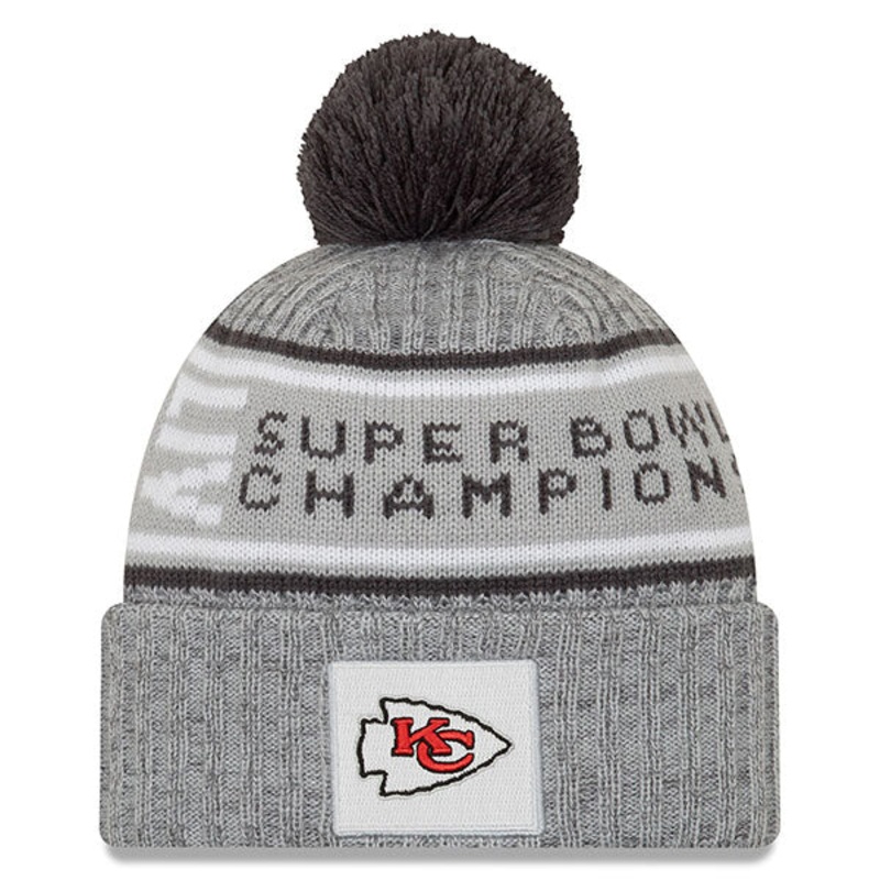 Kansas City Chiefs New Era Super Bowl LIV Champions Parade Pom Knit Hat – Gray