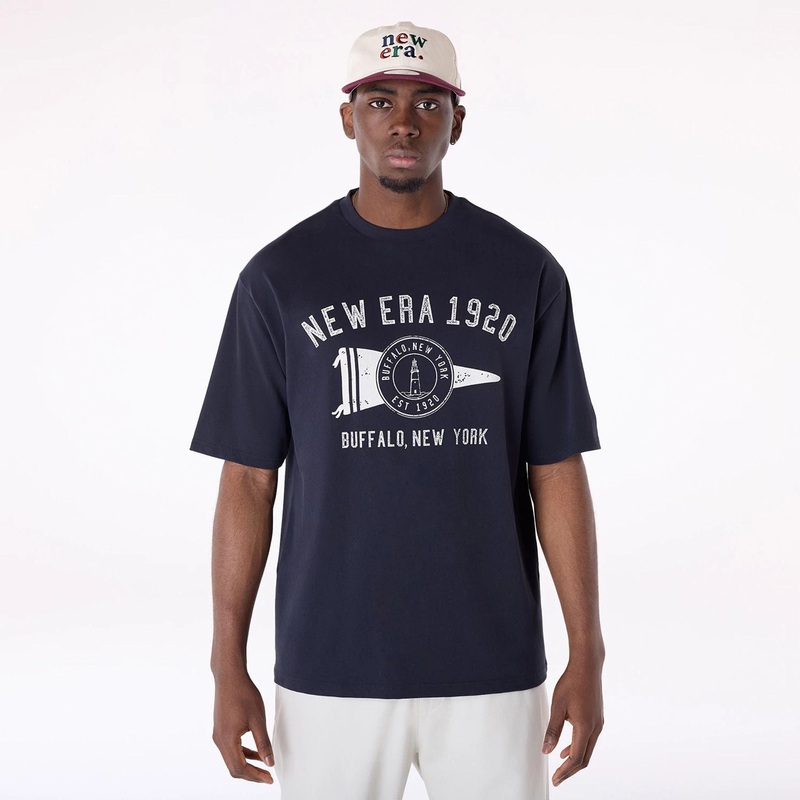 New Era Graphic Navy Oversized T-Shirt XS