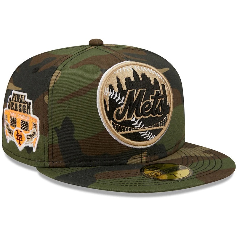 New Era New York Mets Camo Shea Stadium Final Season Flame Undervisor 59FIFTY Fitted Hat