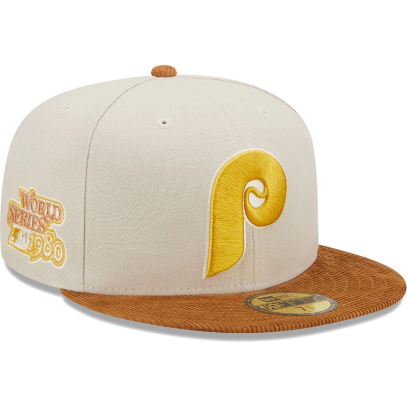 New Era Philadelphia Phillies Cream/Brown Corduroy Visor 2022 59FIFTY Fitted Hat
