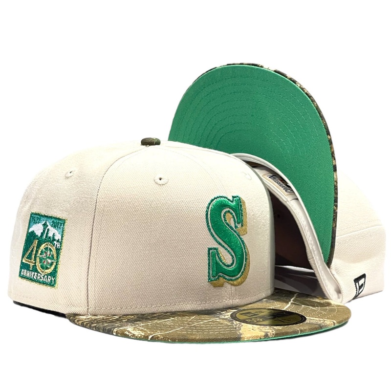 New Era Seattle Mariners 40th Anniversary “Metallic Realtree 2.0” Stone 59FIFTY Fitted Hat