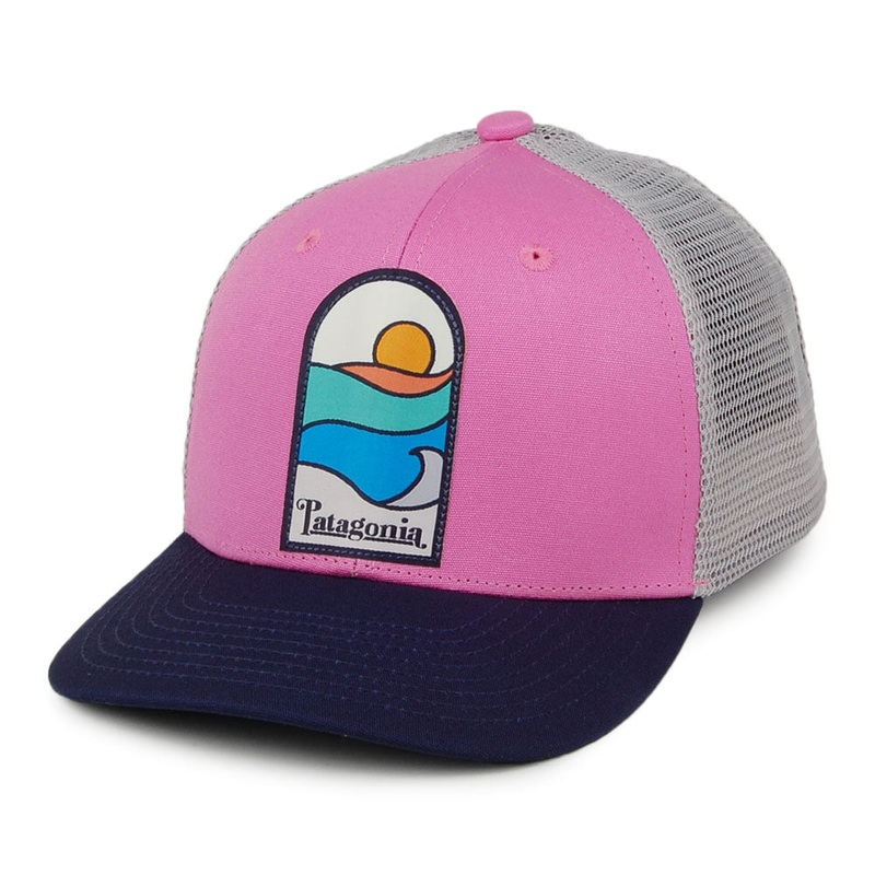Patagonia Hats Kids Sunset Organic Cotton Trucker Cap – Pink-Grey Adjustable