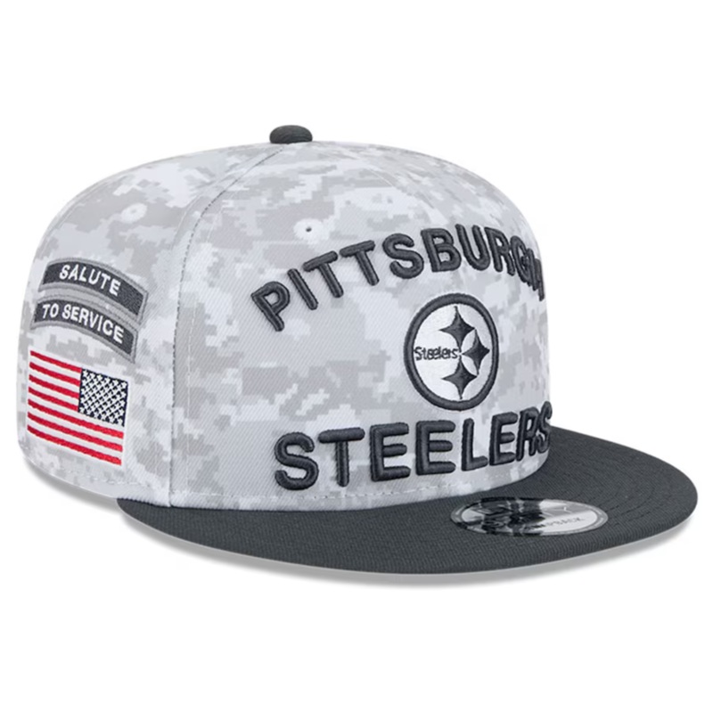 Pittsburgh Steelers New Era 2024 Salute To Service 9Fifty Snapback Hat – Chrome/Graphite