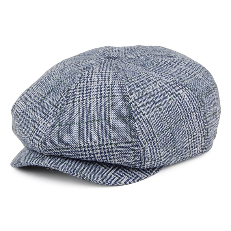 Brixton Hats Glen Plaid Brood Newsboy Cap – Navy-Grey Small-56cm