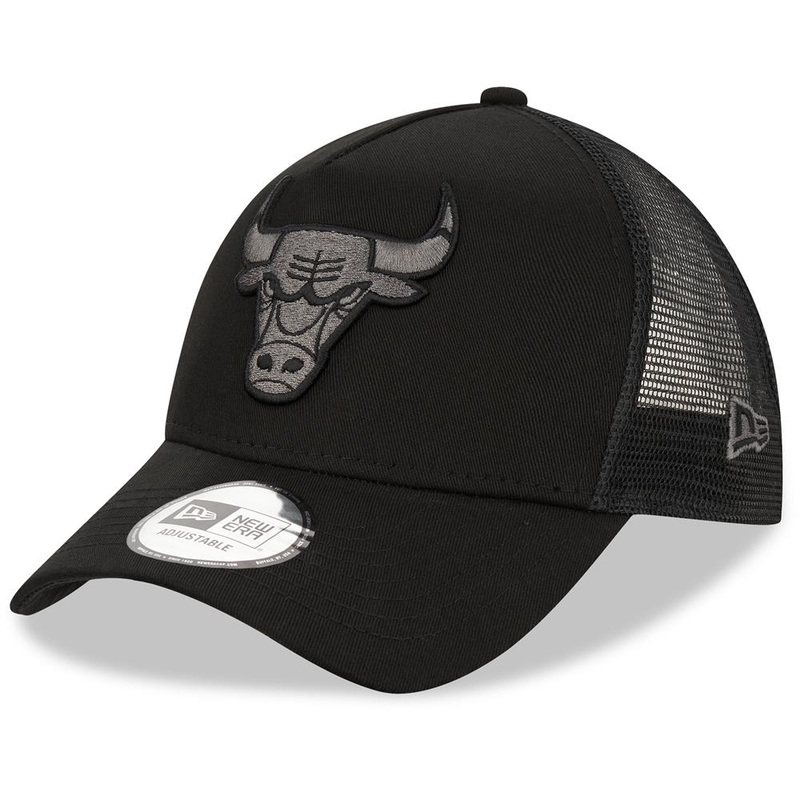 Chicago Bulls Tonal Black A-Frame Trucker Cap One Size