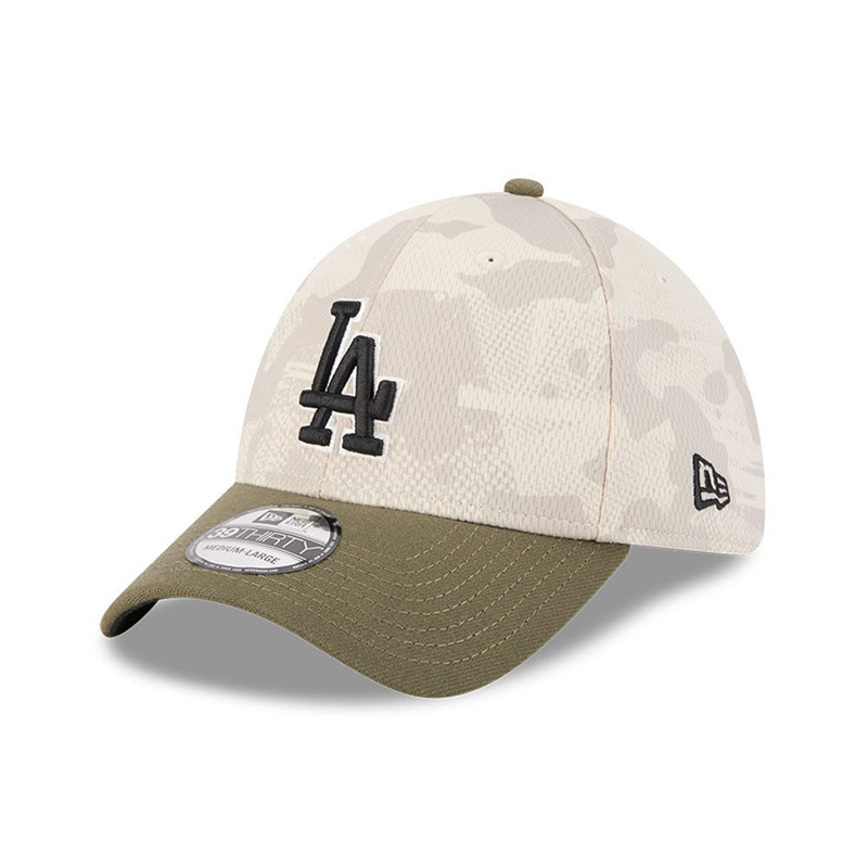 Los Angeles Dodgers 39THIRTY MLB Armed Forces Day 2025 Stone/Olive Cap S-M