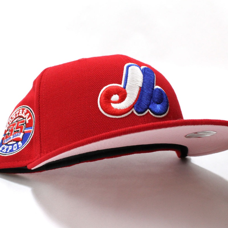 Montreal Expos 35TH ANNIVERSARY New Era Fitted 59Fifty Hat (RED PINK Under Brim) 6 7/8