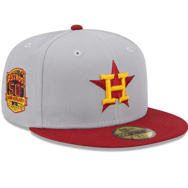New Era Houston Astros Gray/Red 50th Anniversary Navy Undervisor 59FIFTY Fitted Hat