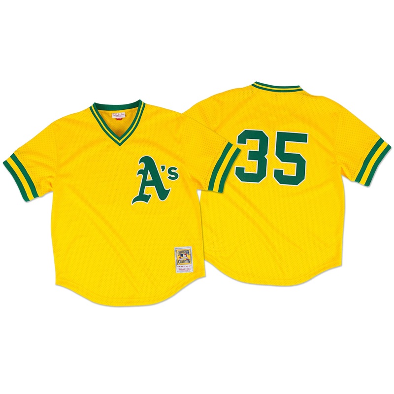 Oakland Athletics #35 Rickey Henderson Mitchell & Ness 1984 Authentic Mesh BP Jersey m