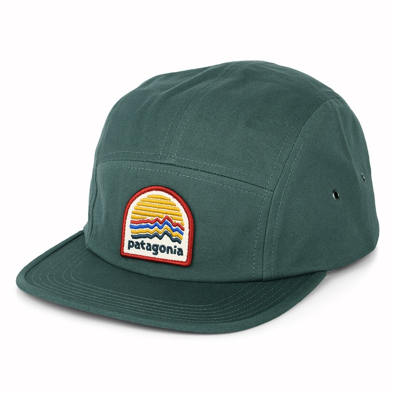 Patagonia Hats Ridge Rise Moonlight Graphic Maclure Organic Cotton 5 Panel Cap – Light Forest Adjustable