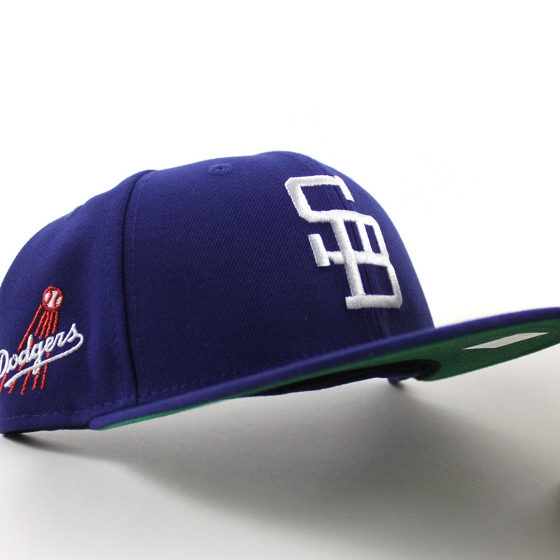 Santa Barbara Dodgers Patch New Era 59Fifty Fitted Hat (Royal Blue Green Under Brim) 7