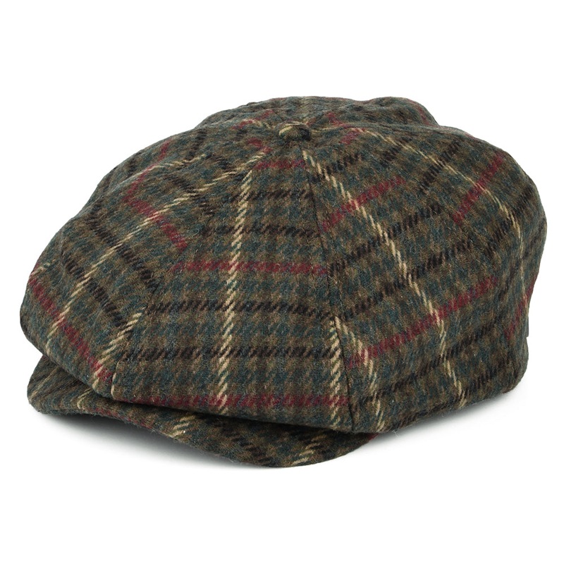 Brixton Hats Brood Check Newsboy Cap – Olive-Moss Small-56cm
