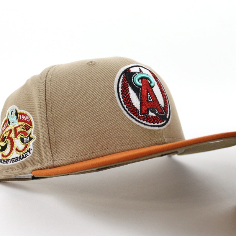 California Angels 35th Anniversary New Era 59Fifty Fitted Hat (GITD Camel Orange Khaki Under Brim) 7