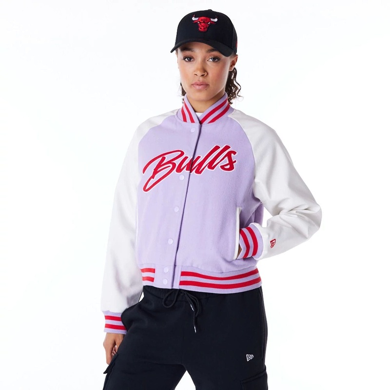 Chicago Bulls Womens NBA Pastel Purple Varsity Jacket XS