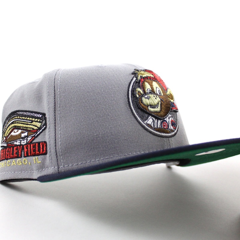 Clark the Cub Mascot Chicago Cubs Wringly field New Era 59Fifty Fitted Hat (Gray Navy Green Under Brim) 6 7/8