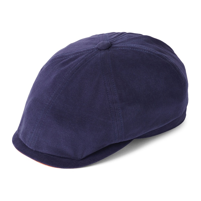 Failsworth Hats Hudson Cotton Canvas Newsboy Cap – Navy-Burnt Orange 55
