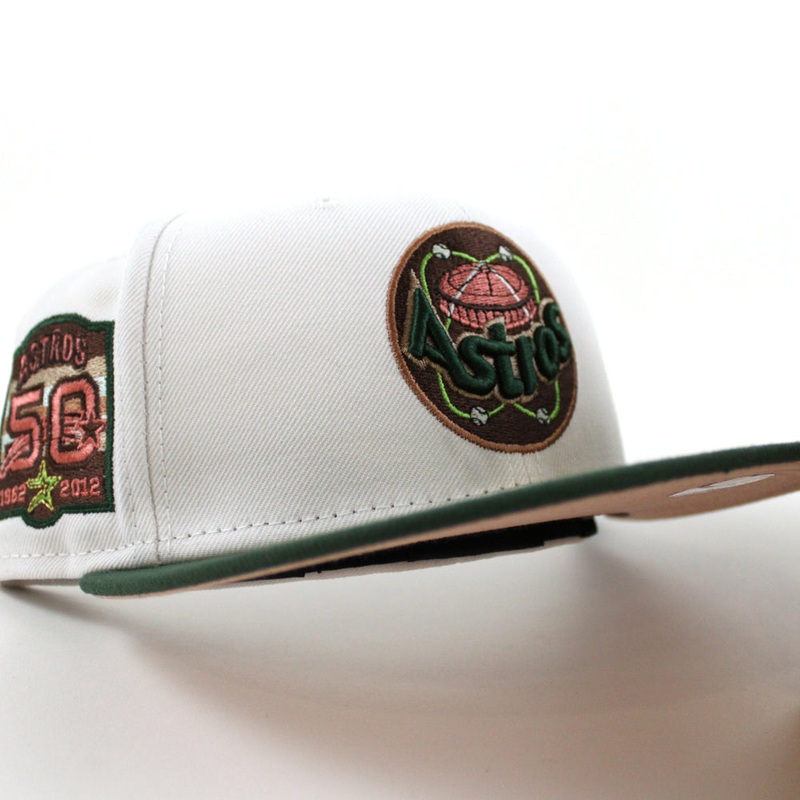 Houston Astros 50Th Anniversary 1962-2012 New Era 59Fifty Fitted Hat (WHITE MOUNTAIN PINE GREEN BLUSH SKY Under Brim) 7
