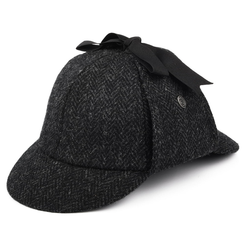 Jaxon & James HARRIS TWEED Sherlock Holmes Deerstalker Hat – Black-Charcoal S