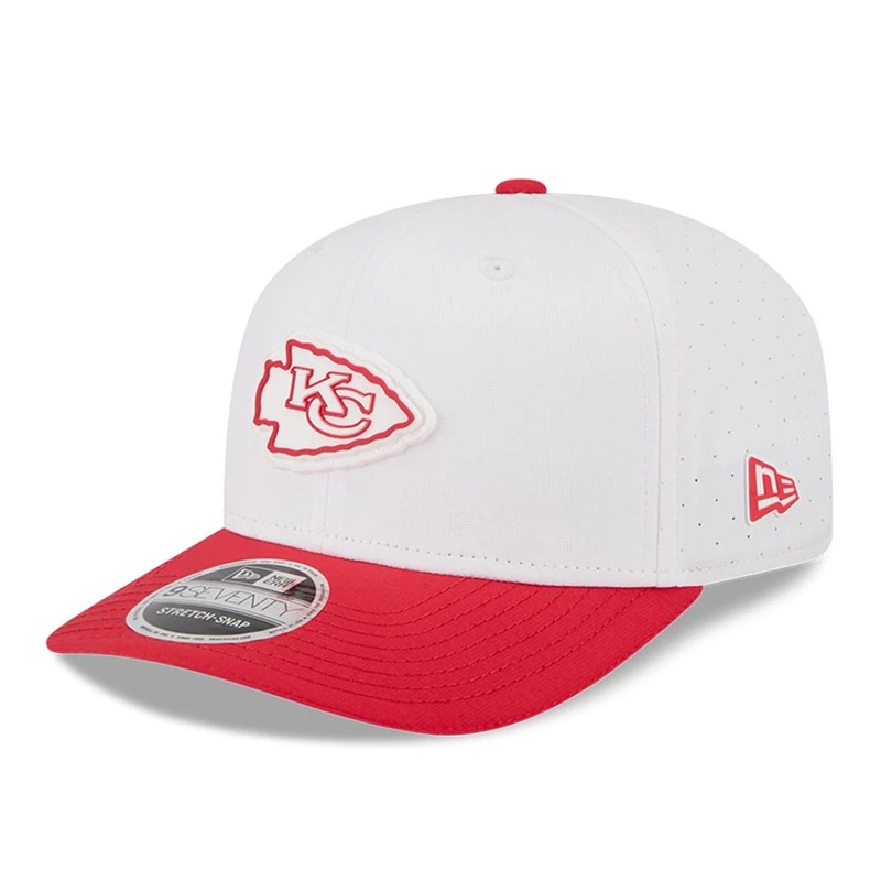 Kansas City Chiefs NFL Training 2025 White 9SEVENTY Stretch Snap Adjustable Cap OSFM