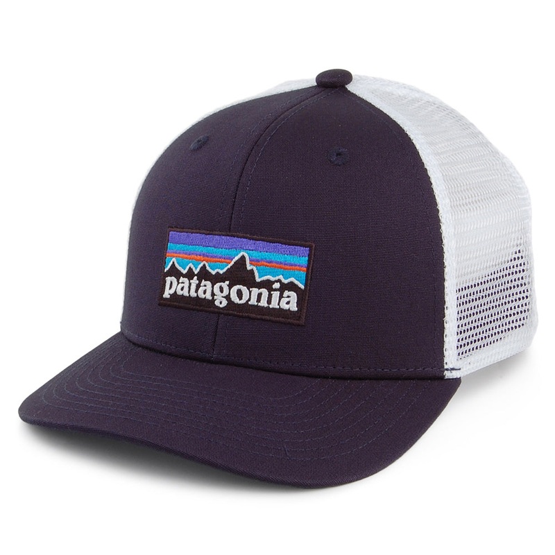 Patagonia Hats Kids P-6 Logo Old Organic Cotton Trucker Cap – Navy-White CHILD ADJ.