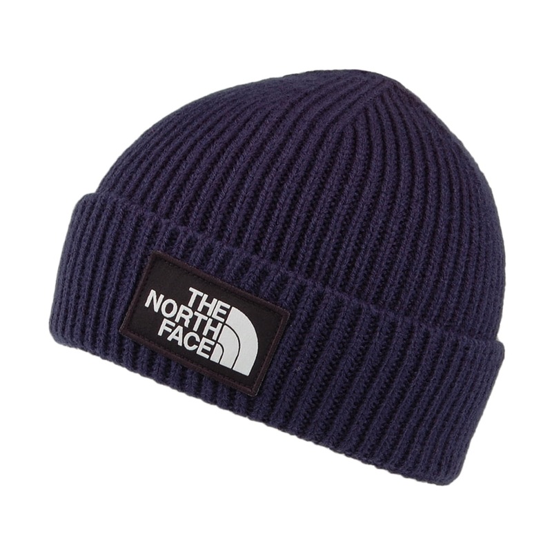 The North Face Hats Logo Box XX Cuffed Fisherman Beanie Hat – Navy Blue 1-Size