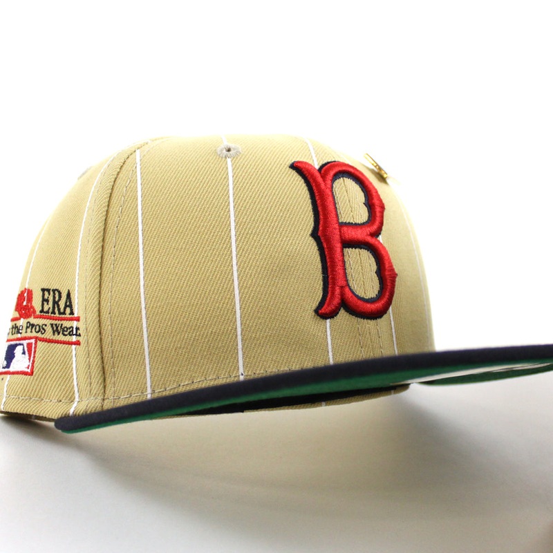 Boston Red Sox New Era 59Fifty Fitted Hat (59FIFTY DAY – Vegas Gold Pinstripe) 7
