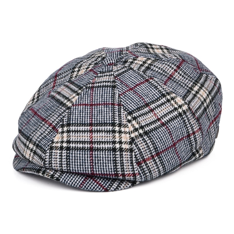 Brixton Hats Brood Check Newsboy Cap – Blue-Off White Small-56cm