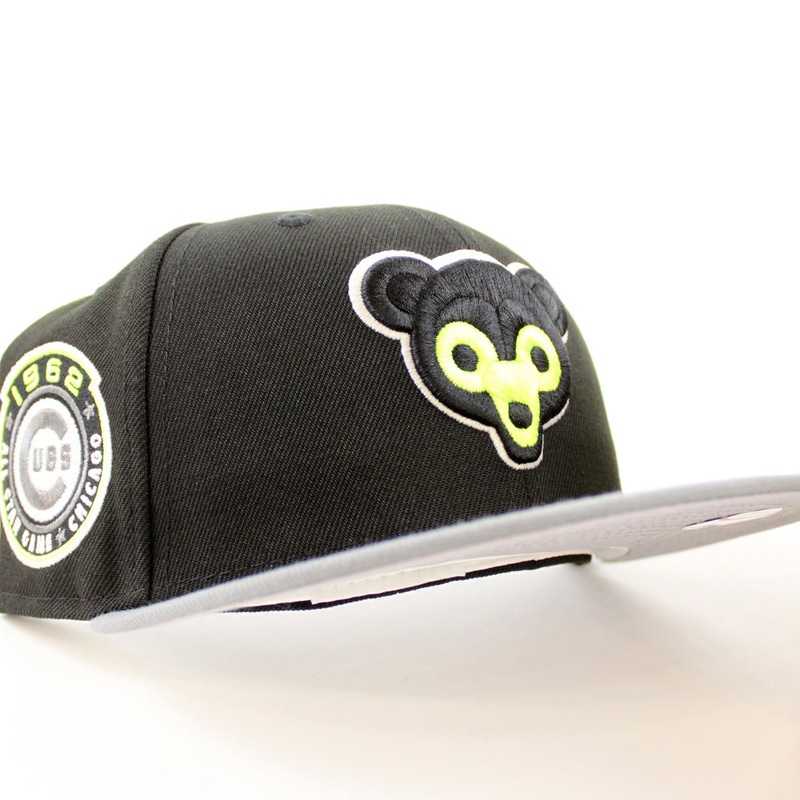 Chicago Cubs 1962 All Star Game New Era 59Fifty Fitted Hat (GITD Black Storm Grey Gray Under Brim) 7