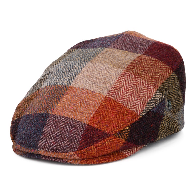 City Sport Donegal Tweed Herringbone Patch Flat Cap – Multi-Coloured S