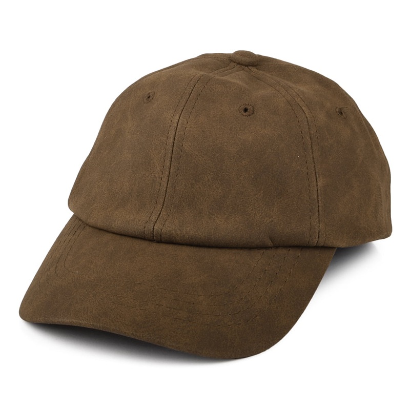 Dorfman Pacific Hats Unstructured Weathered Faux Leather Baseball Cap – Brown Adjustable