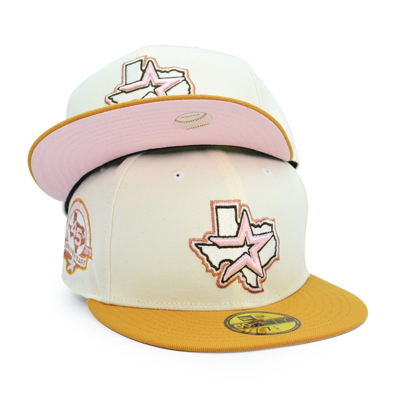 Houston Astros 45th ANNIVERSARY Exclusive New Era 59Fifty Fitted Hat – Chrome/Wheat 6 7/8