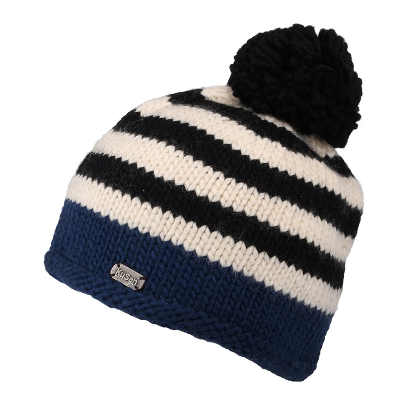 Kusan Moss Yarn Bobble Hat – Navy Blue 1-Size