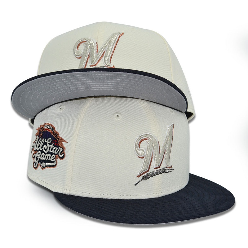 Milwaukee Brewers “MARVELS” Exclusive New Era 59Fifty Fitted Hat – Chrome/Navy 6 7/8